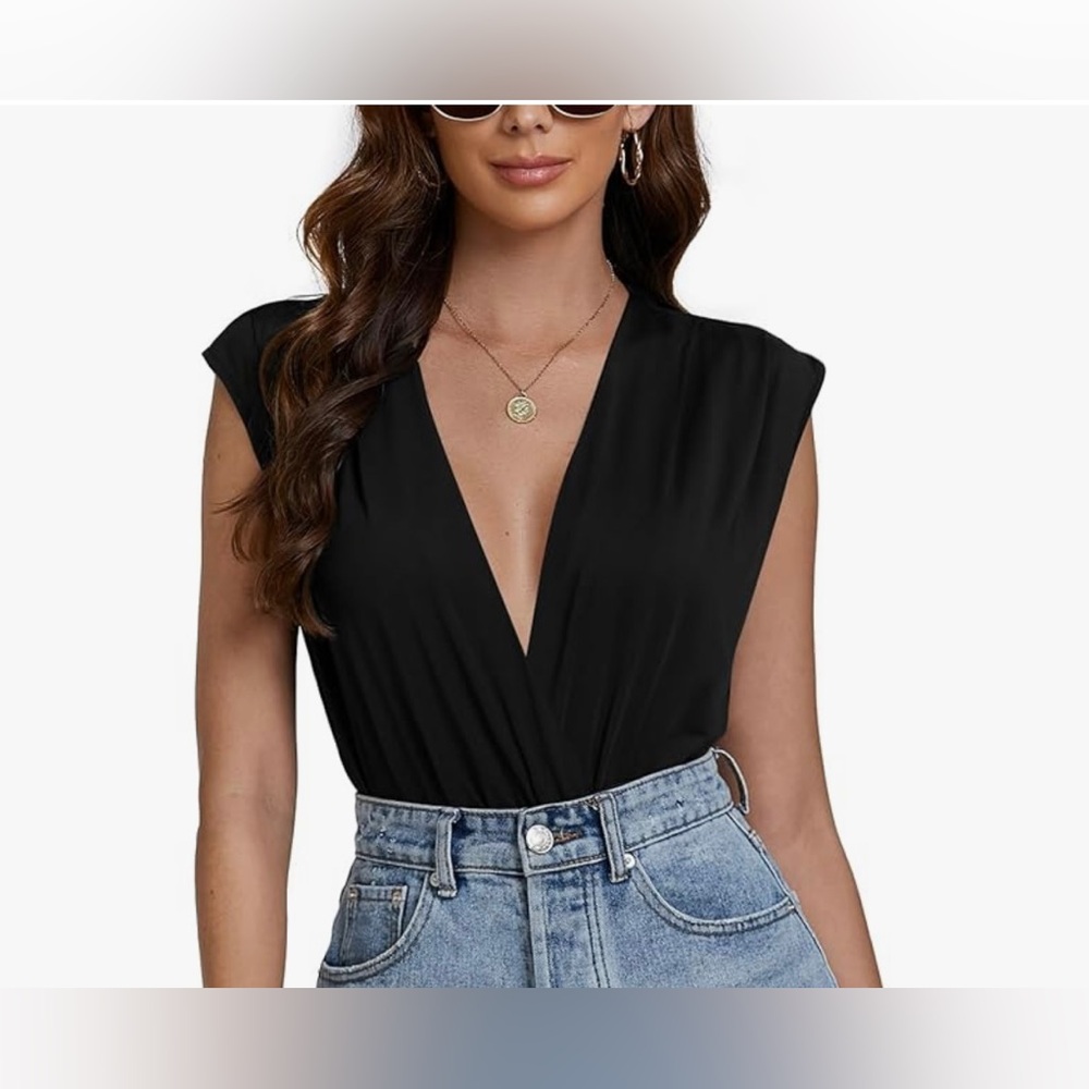 Kori Drape Chiffon Cap Sleeve Bodysuit - Picture 3 of 10